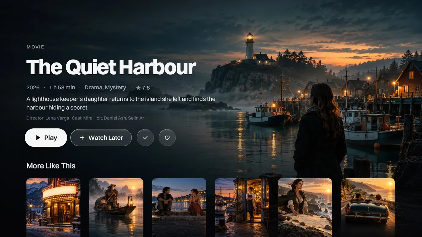 Katos on Android TV: a series page with its seasons and episodes