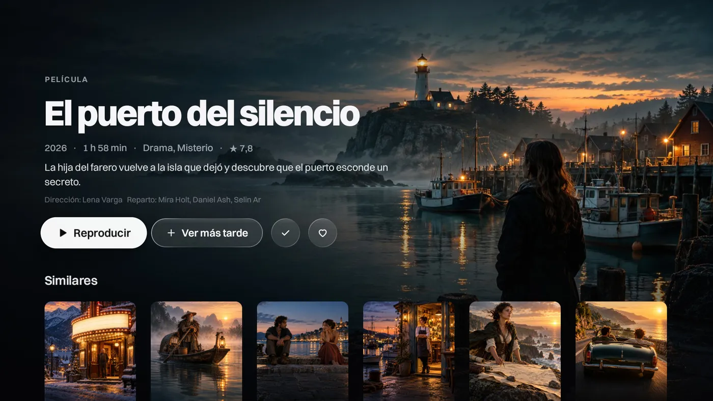 Katos en Android TV: la página de una serie con sus temporadas y episodios