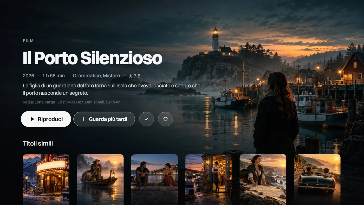 Katos su Android TV: la pagina di una serie, con stagioni ed episodi