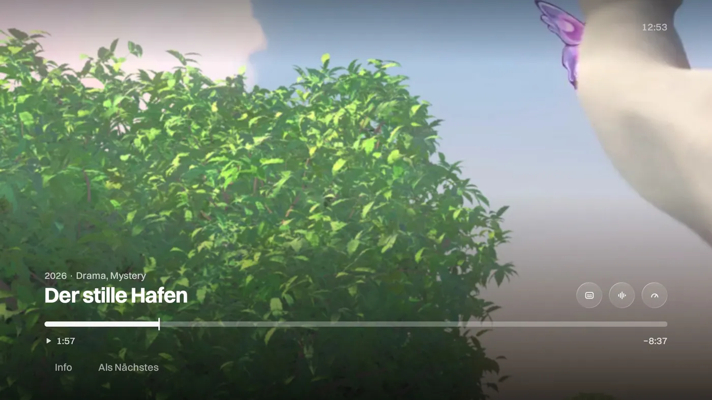 Katos auf Android TV: ein laufender Film mit den Bedienelementen des Players