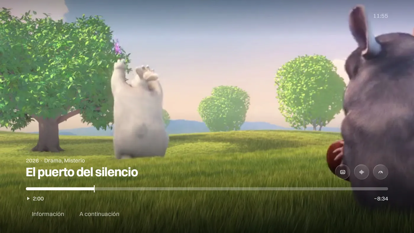 Katos en Android TV: una película en reproducción, con los controles del reproductor