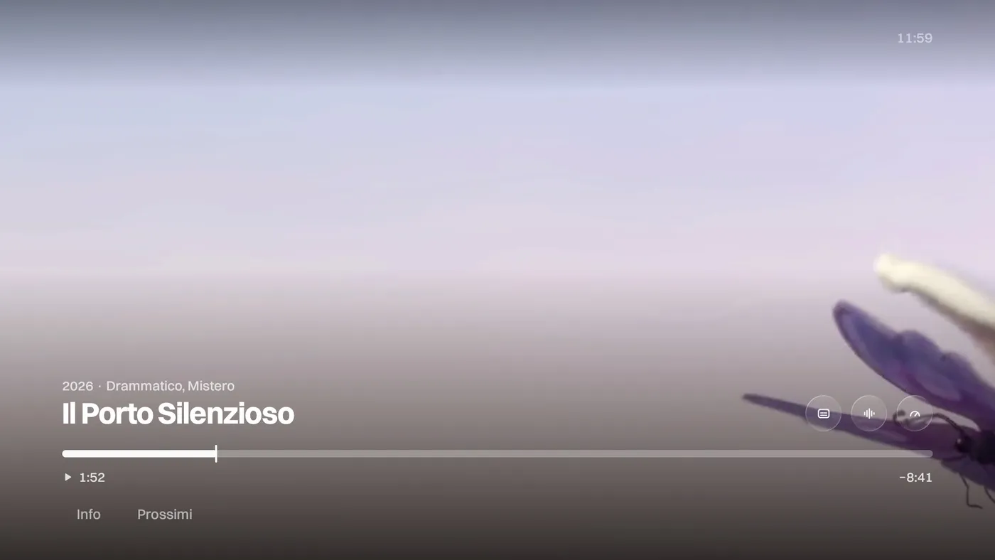 Katos su Android TV: un film in riproduzione, con i controlli del player