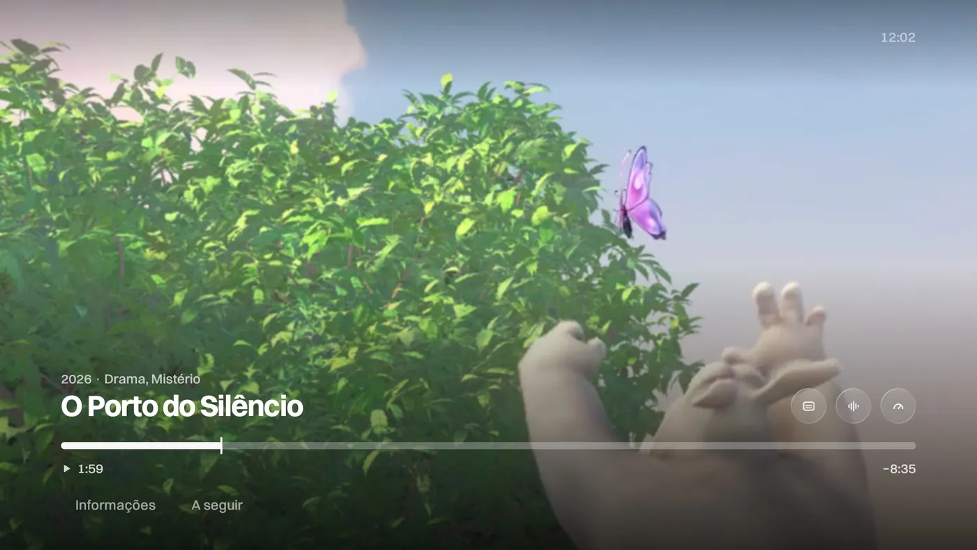 Katos (Android TV): um filme sendo reproduzido, com os controles do player