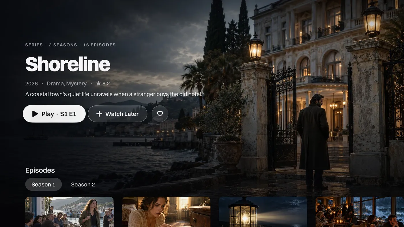 A series page with its seasons and episodes