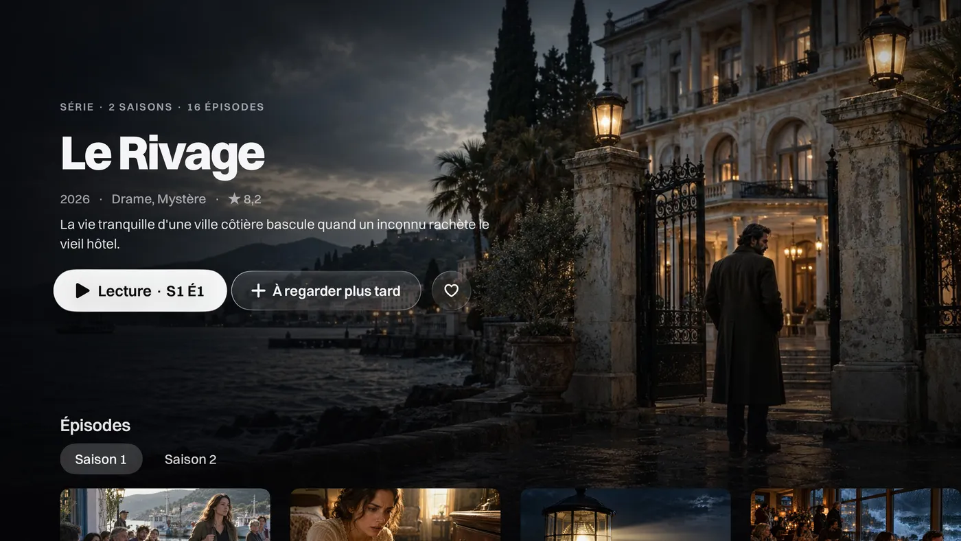 Katos sur Apple TV : la page d’une série avec ses saisons et ses épisodes