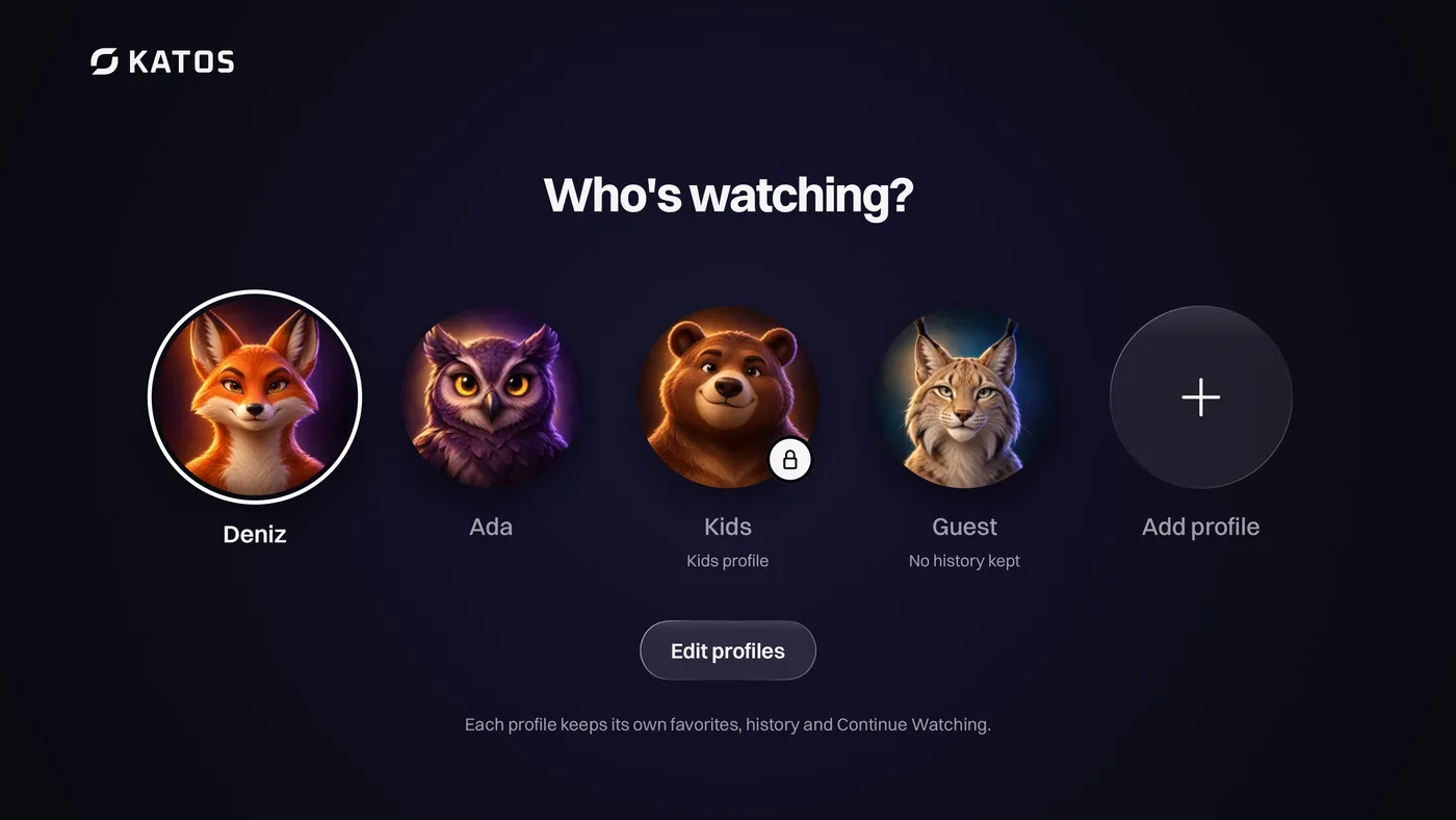 Who’s watching? A profile for each person, plus Kids and Guest