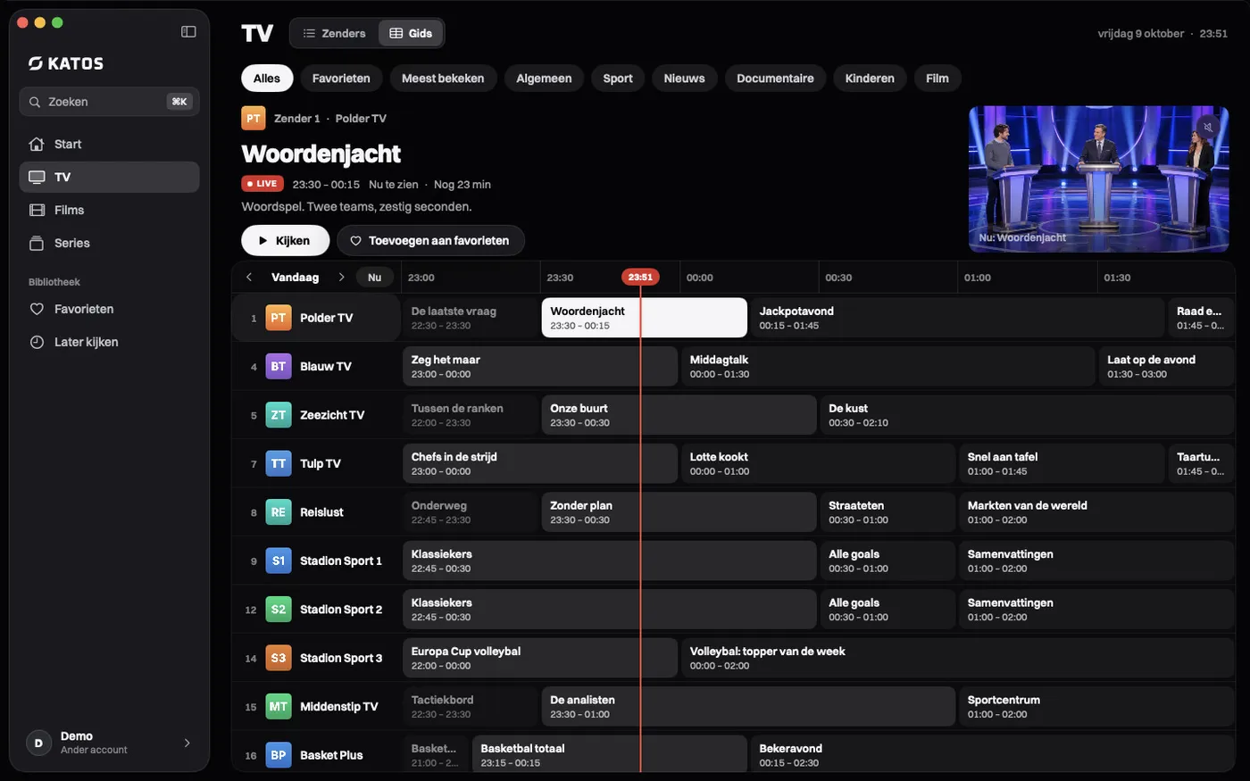Katos op Mac: de tv-gids, met programma’s per zender en tijd
