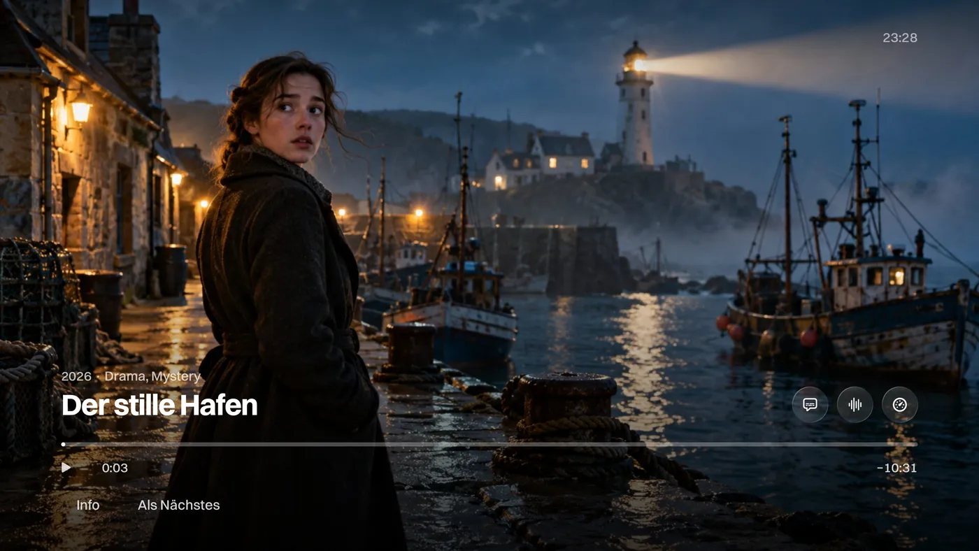 Katos auf Apple TV: ein laufender Film mit den Bedienelementen des Players