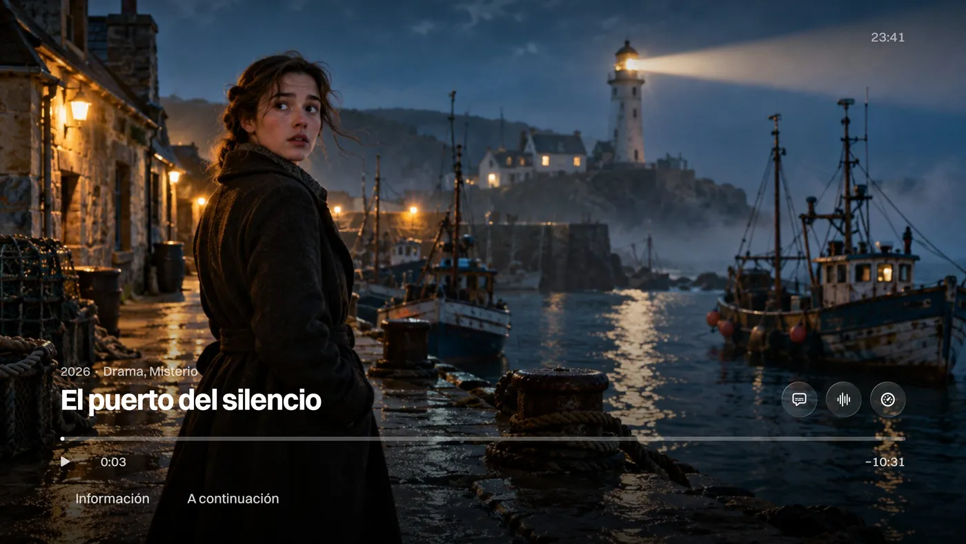 Katos en Apple TV: una película en reproducción, con los controles del reproductor
