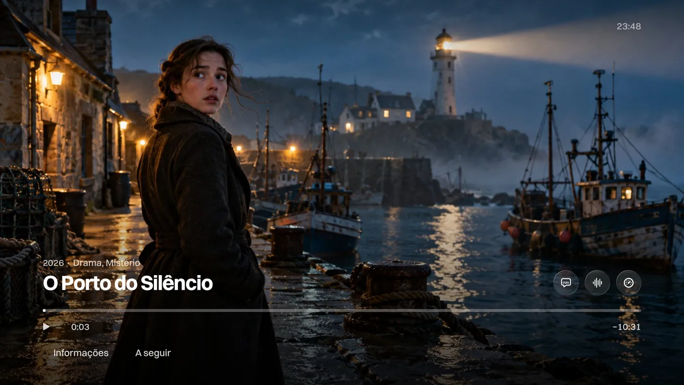 Katos (Apple TV): um filme sendo reproduzido, com os controles do player