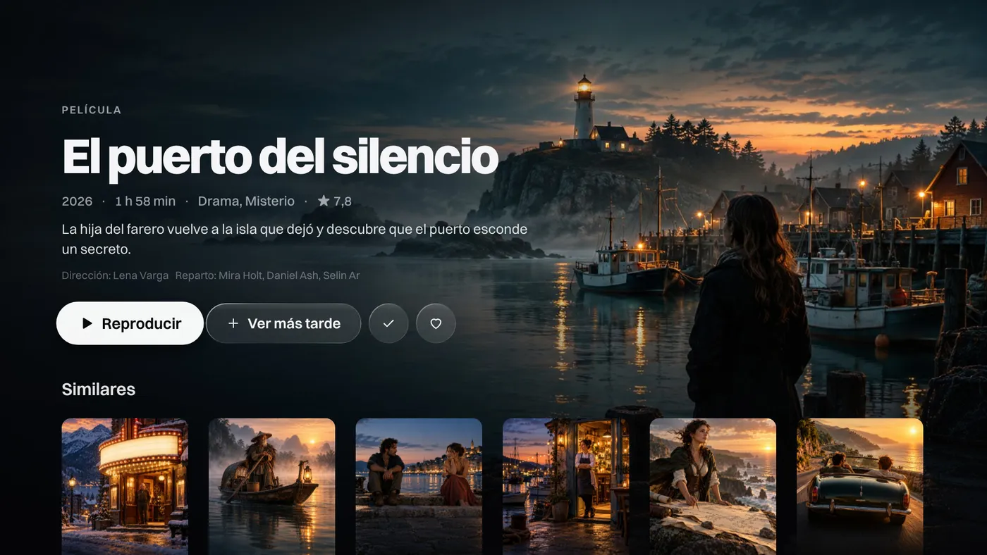 Katos en televisores LG: la página de una serie con sus temporadas y episodios