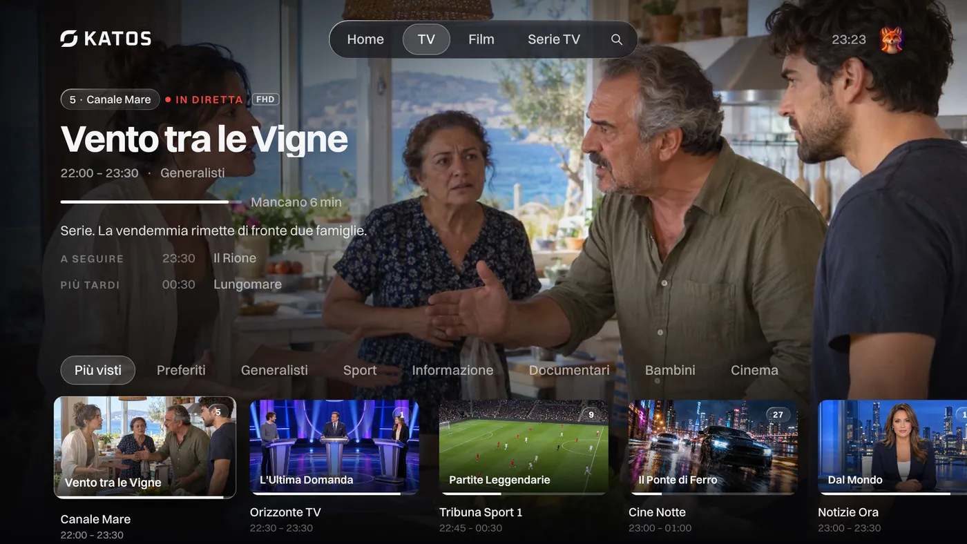 Katos su TV LG: la scheda TV, con i canali in diretta e cosa va in onda ora