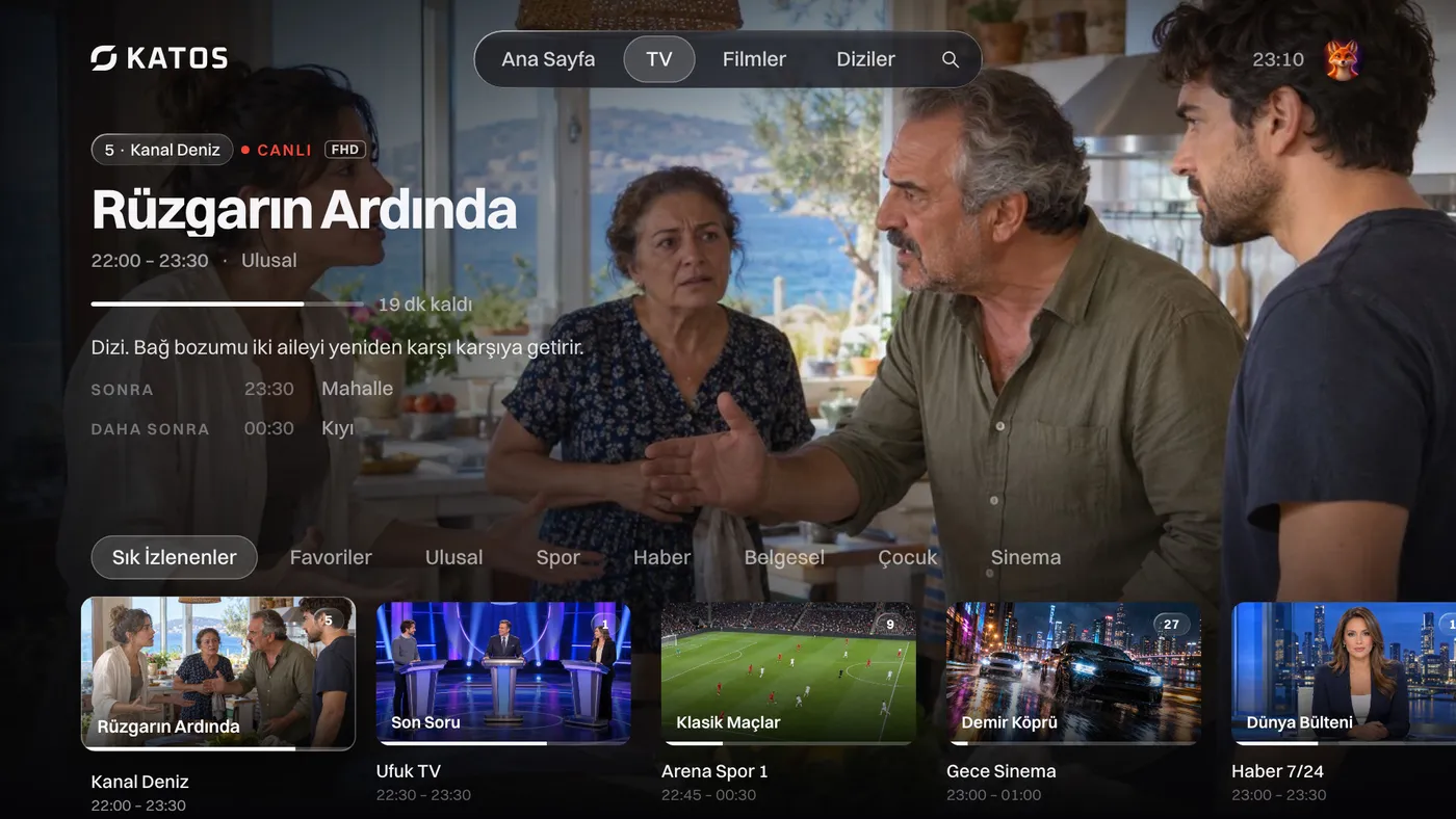 Katos (LG TV’ler): canlı kanallar ve şu an yayında olanlarla TV sekmesi